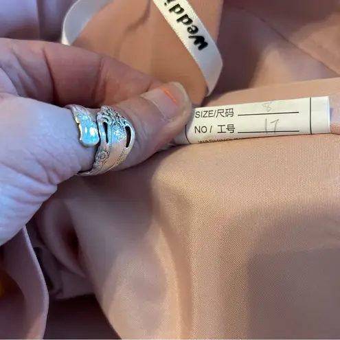 NWOT light pink mother of the bride chiffon dress flutter sleeve lace up back 8