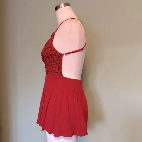 Star Spangled Rust Red Backless Lace Romper Size XS