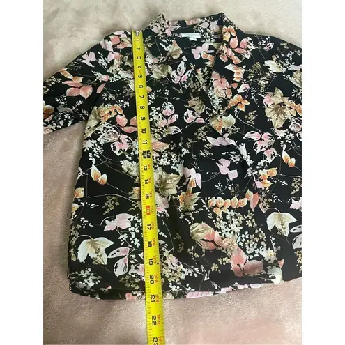 J.Jill  Black Floral Wrap Front Blouse Size XS