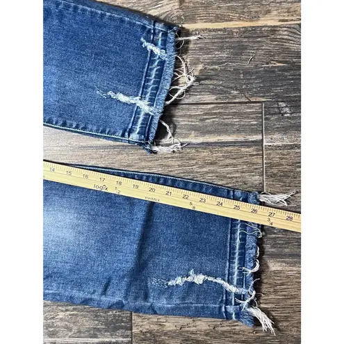 Judy Blue Distressed Straight Leg Blue Jeans Womens Size 11/30 Denim Raw Hem