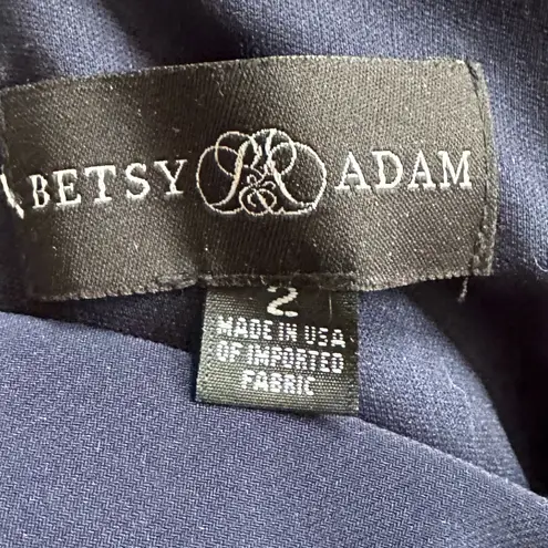 Betsy and Adam Lace-Inset soutache gown dress - navy blue