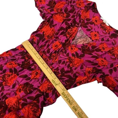 Abel the label  Dress Small High Low Maxi Purple Red Floral Short Sleeve Swing