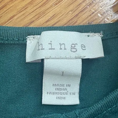 Hinge Women's Ruffle Eyelet Sleeveless Embroidered Top Green Size L Cotton