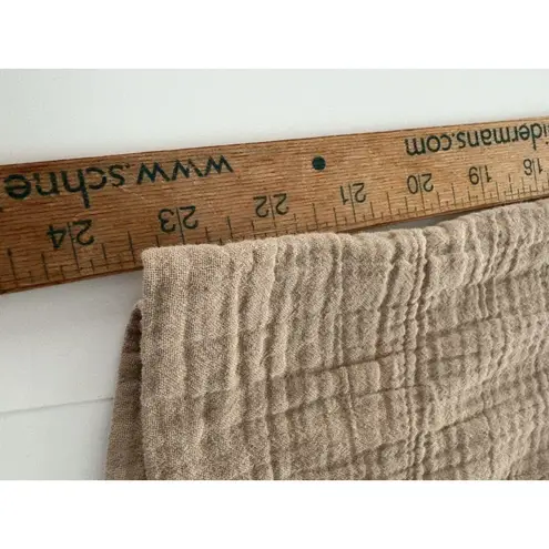 Coldwater Creek Wide Leg Gauze Cropped Pants Size Large Tan Lagenlook Beach Vaca