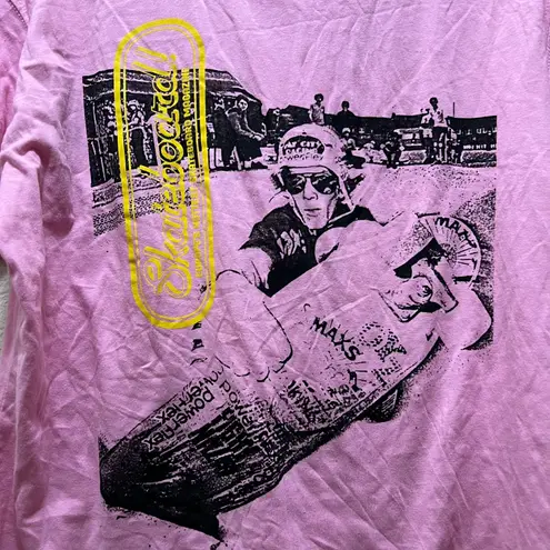 Skateboard Graphic Tee Pink Short Sleeves Crew Neck 100% Cotton Sz L Size L