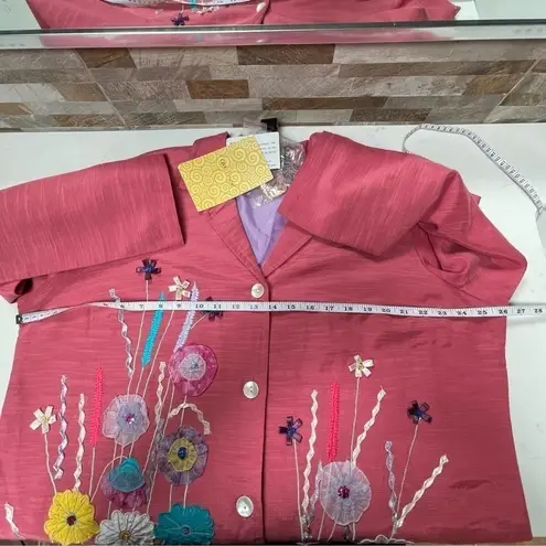 Alex Kim Vintage Blazer Jacket Floral 3D Art Sz 1X Pink
