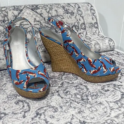 Audrey Brooke NAOMI Slingback Wedges in Blue Size 8