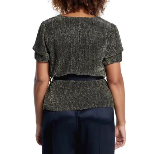 ESTELLE Women's Gold/Black Vega Tie Top Plus Size 3X