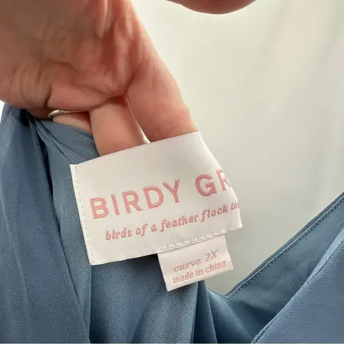 Birdy Grey Cindy Chiffon Wrap Maxi Bridesmaid Dress in Twilight Sz 2X NEW