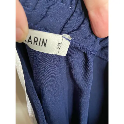 Grace Karin Womens Pants Size 2XL Navy Blue Tapered Ankle Pleated Buttons NEW