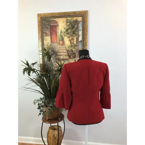 Jones Wear Suit Women's 6 Lined Fire Red 3/4 Puff Sleeve Mob Wife Office Siren