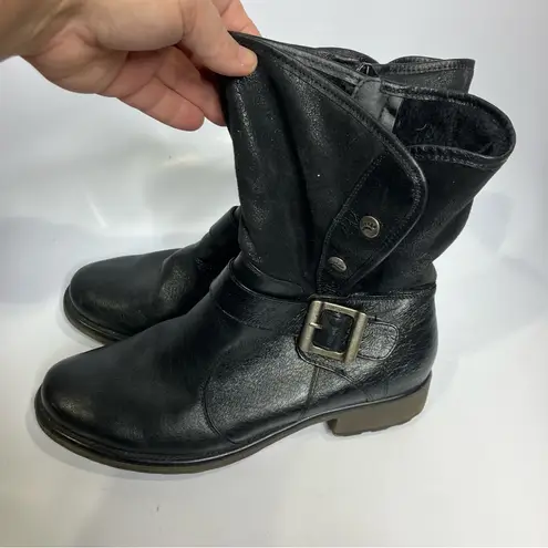Baretraps Shakira black leather boots women’s size 9.5 buckle casual zipper