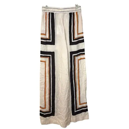 Zimmermann New Cream Black Draw Waist Silk Wide Leg Pants Trousers Size Small 1 - Image 8