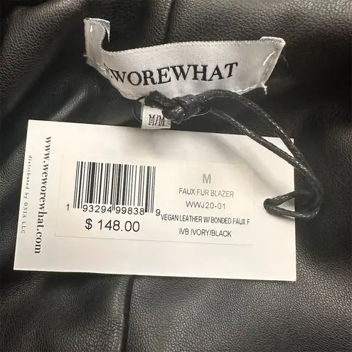 We Wore What NWT Women's Faux Fur Blazer Ivory & Black Size M Casual Jacket