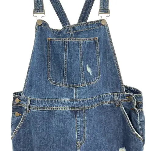 City Chic Short Ripped Overalls Dark Denim Shorterall Plus Size 18