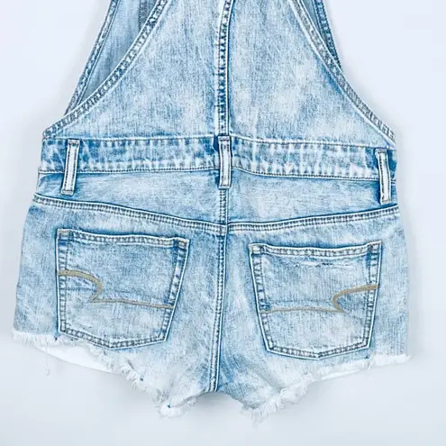 American Eagle  Lt Wash Distressed Overall Shorts