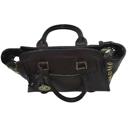 London Fog VINTAGE Burgundy Leather Gold Grommets Satchel Crossbody Handbag š