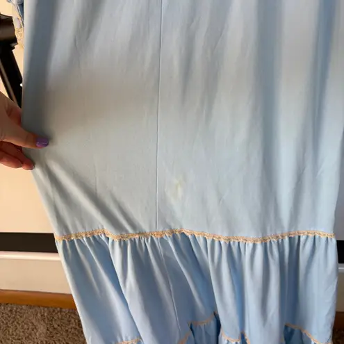 Vintage Prairie Blue Maxi Dress Lace Tiered Western Pioneer Cottage Modest Folk