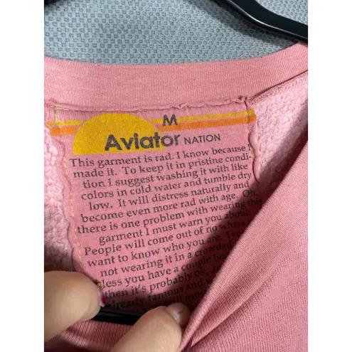 Aviator Nation Pink Smiley Face Crewneck Sweatshirt Size M
