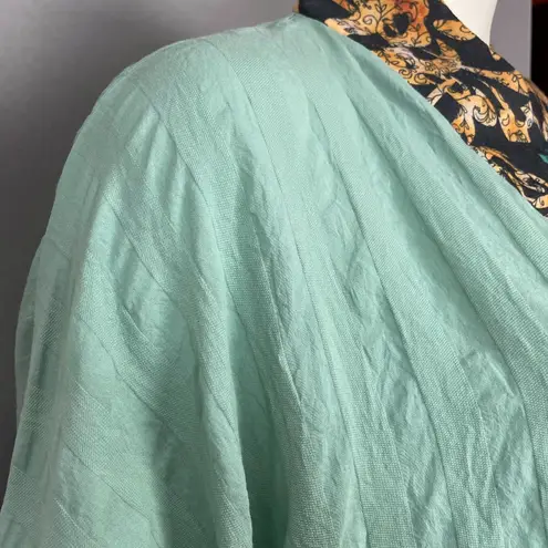 Handmade Kaftan Dress Light Green Kuwait Women Maxi Textured Fabric Pattern Trim