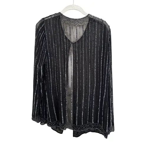 Vintage Beaded Cardigan and Tank Top Set by Patra Black Size 8