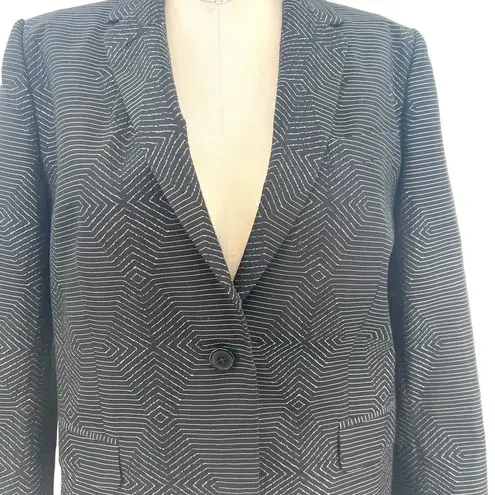 Dries Van Noten Black Geometric Print Woven Blazer Jacket Size 38 US 6