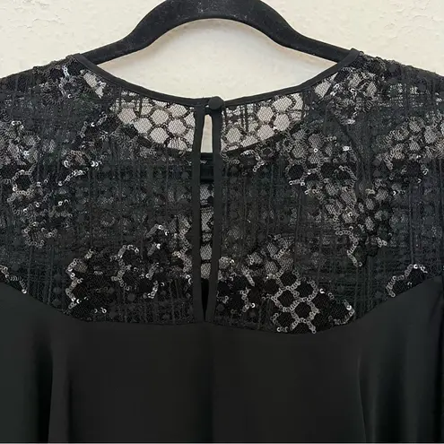 Milly  Sequined 3/4 Bell Sleeve Silk Blend Blouse Size 8