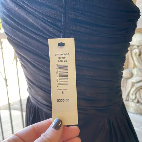Badgley Mischka Bagdley Mischka Bronze Strapless Ruched Dress Size 8 NWT