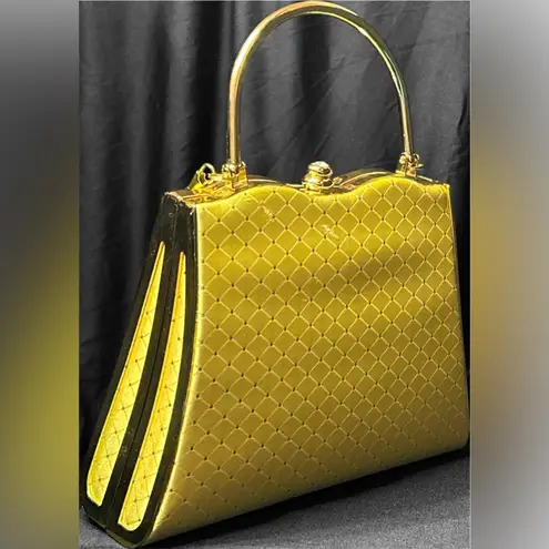 Joymax Vintage Gold Jewel Embellished with Rhinestone Kiss Clasp Purse Hand Bag