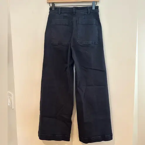 Everlane  Navy Blue The Wide Leg Crop Pant Stretch Trouser Pockets Women's Size 2