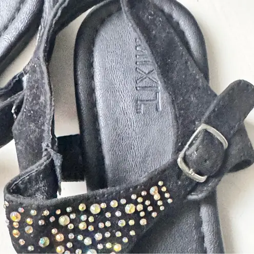 Mixit Women's Black with Rhinestone Detailing T Strap Style Sandals Sz 7