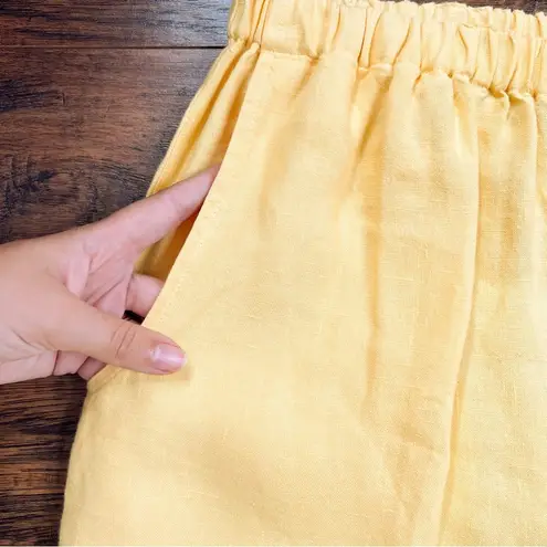 Flax • Classic Floods Pants yellow 100% linen lagen look wide leg loose pull on