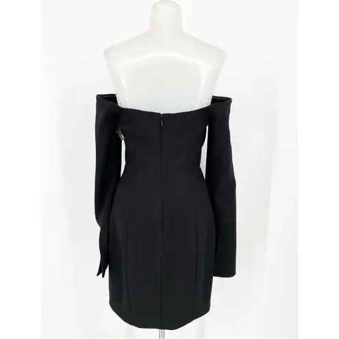 Cinq à Sept Cinq A Sept Off Shoulder Bell Flare Cuff Mini Dress Ponte Black Niara XS/2 $395