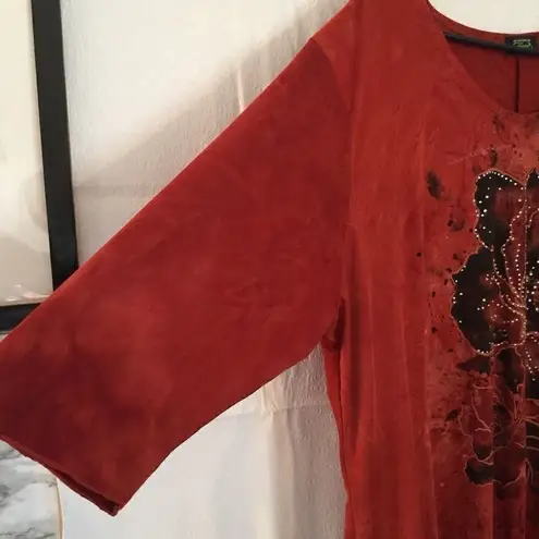 Shannon Ford Rhinestone Flower Flare Bottom Tee Size 22W