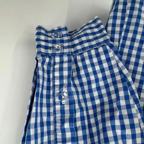 Joan Rivers  shirt blue white gingham check boyfriend tab long sleeve pockets L