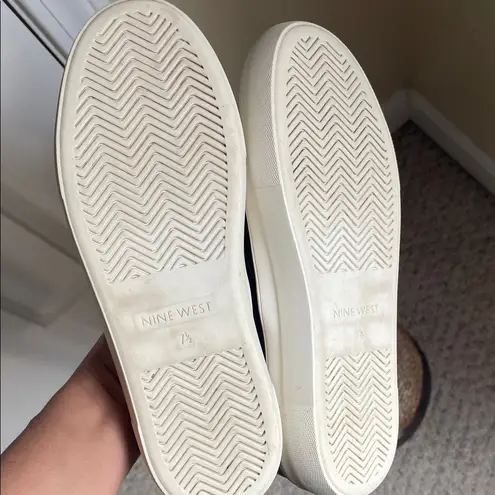 Nine West  Black Grunge, Goth Sneakers with Silver Grommet Accents