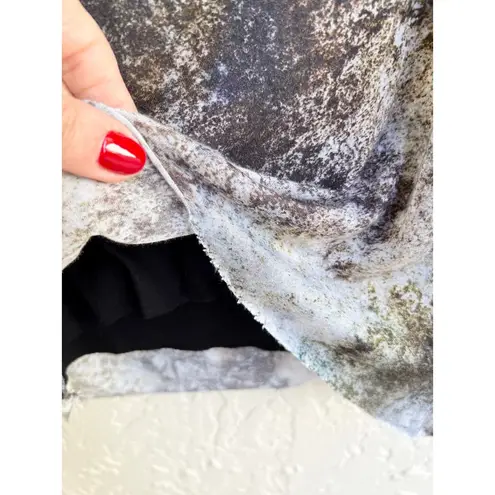 Helmut Lang Draped Neckline Runched Galaxy Print Mini Dress Gray Womens Small