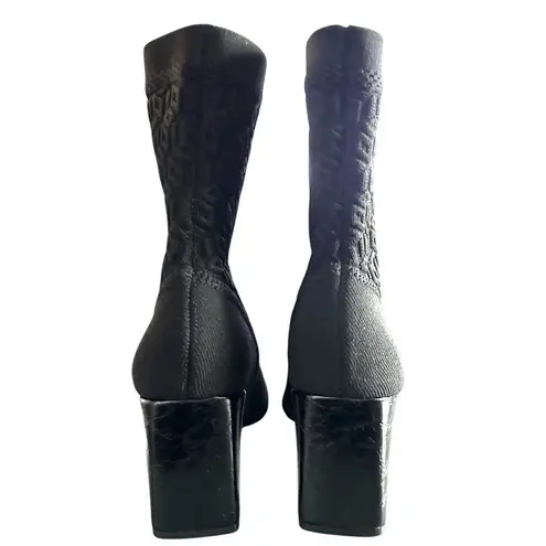 Impo Vikky Womens Black Knit Pointed Toe Block Heel Bootie Comfort