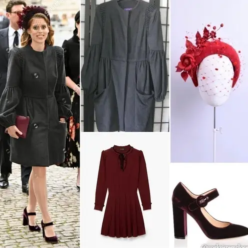 The Kooples Dress XS Silk Princess Beatrice Royal Family Velvet Neck Tie Ruffle