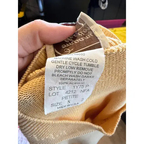 Company Collection Petite Short Sleeve Mock Neck Knit Top Size S Light Yellow