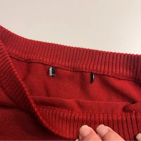 Flawed red womens sweater side buttons ribbed hem neck cuffs medium? large? Fall