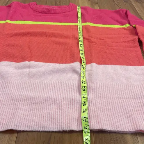 First Love Oversized Cozy Boutique Sweater Pink Stripe Colorblock Plus Size 2X