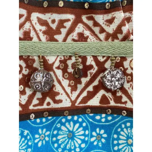 Vintage Y2K Avant Garde Beaded Babydoll Sleeveless Top Size M Coquette V Neck Green Size M