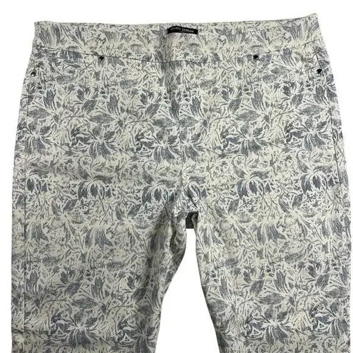 Mario Serrani Comfort Stretch Cuff Capri Pants Toile Print Blue/White Size XL