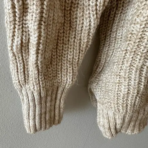 it's our time Sweater Women's Medium Beige V-neck Knit Winter Cabincore Pullover