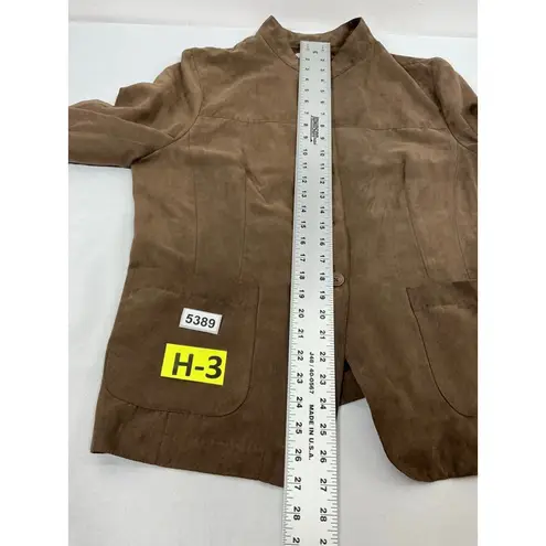 Jaclyn Smith Womans Blazer 14 Brown Faux Suede Button Down Pockets