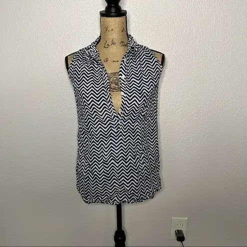 Yala Womens Organic Cotton Sleeveless Button Front Chevron Top sz XS