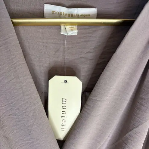 Monteau Los Angeles Wide Leg Jumpsuit V Neck 3/4 Sleeve Casual Modern NWT Tan