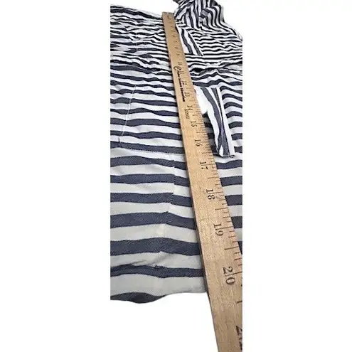 Coastal Striped Button Down Shirt M Soft Rayon Navy White Nautical Cruise Resort Size M