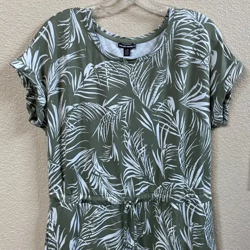 Hilary Radley Green White Palm Drawstring Tshirt dress - L